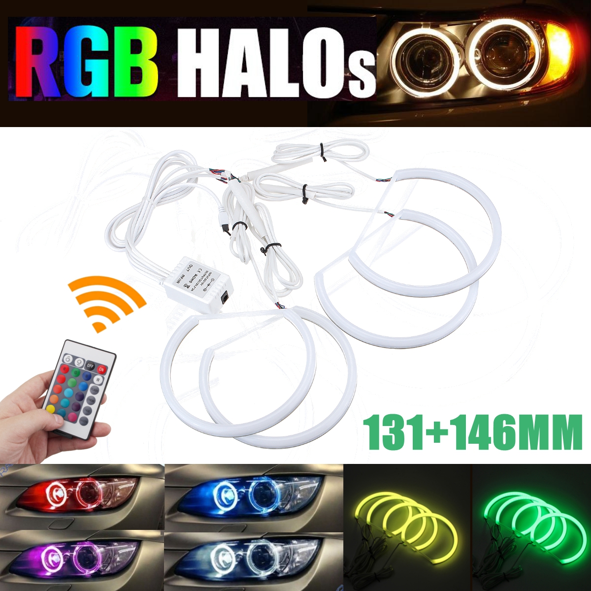 Pcs Mm Mm Multi Color Rgb Led Angel Eyes Halo Ring Lights