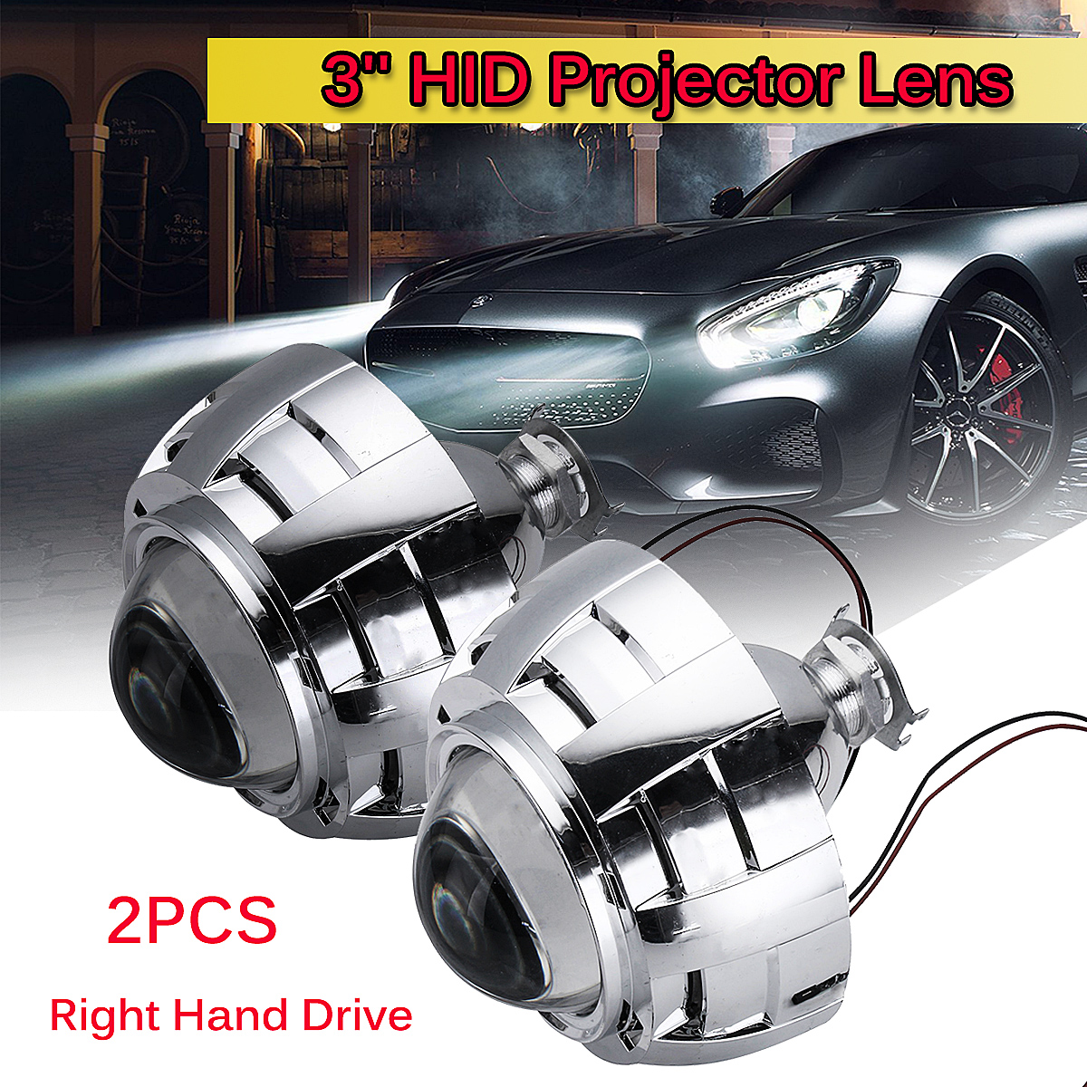 Pair Inch Hid Bi Xenon Projector Lens Headlights Shroud H H H Car