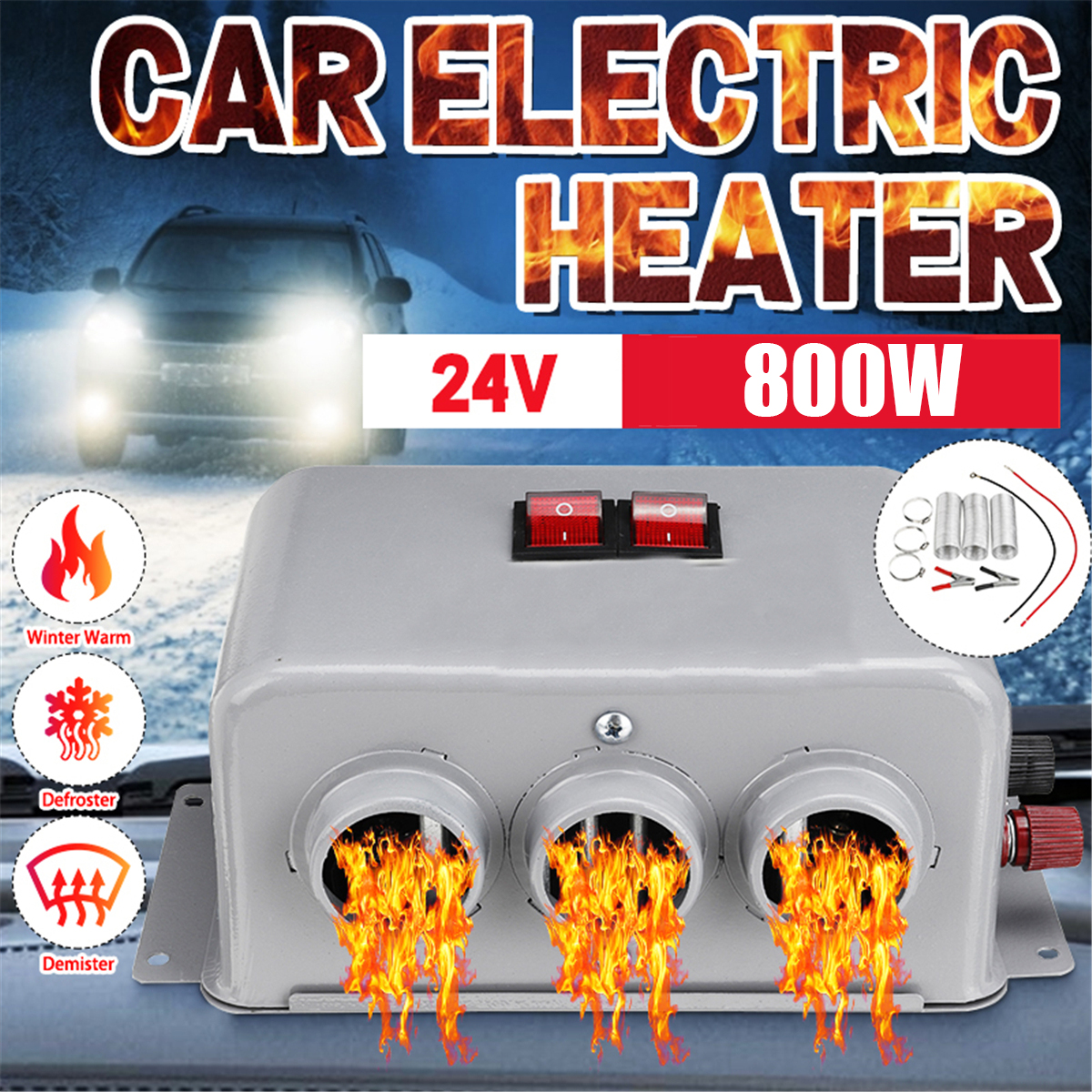 DC 12V 24V 800W Car Fan Heater Rapid Heating Warm Windscreen Defroster