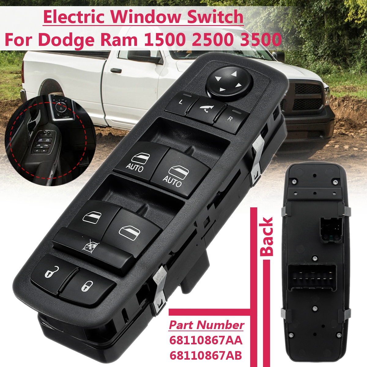 Abs Driver Side Master Electric Window Switch Ab For Dodge Ram