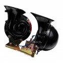 24V 350db Black Dual Tone Electric Bull Waterproof Horn Metal Loud Raging Sound Car Truck Boat