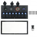 12V 24V 8 Gang Blue LED Rocker Switch Panel Car Marine Boat Dual USB Waterproof