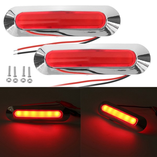 2PCS 12-24V 6 LED Side Marker Light Position Lamp For Car Truck Trailer Lorry Boats