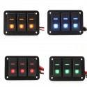 3 Gang 12V/24V Toggle LED Rocker Switch Panel On-Off Car Marine Boat Waterproof