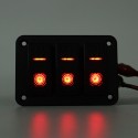 3 Gang 12V/24V Toggle LED Rocker Switch Panel On-Off Car Marine Boat Waterproof