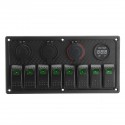 8 Gang Rocker Switch LED Panel ON-OFF Toggle Circuit Breaker Waterproof For Marine Boat Car RV