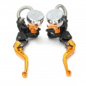 Pair 7/8inch 22mm CNC Motorcycle Brake Lever Master Cylinder Reservoir Universal