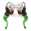 Pair 7/8inch 22mm CNC Motorcycle Brake Lever Master Cylinder Reservoir Universal