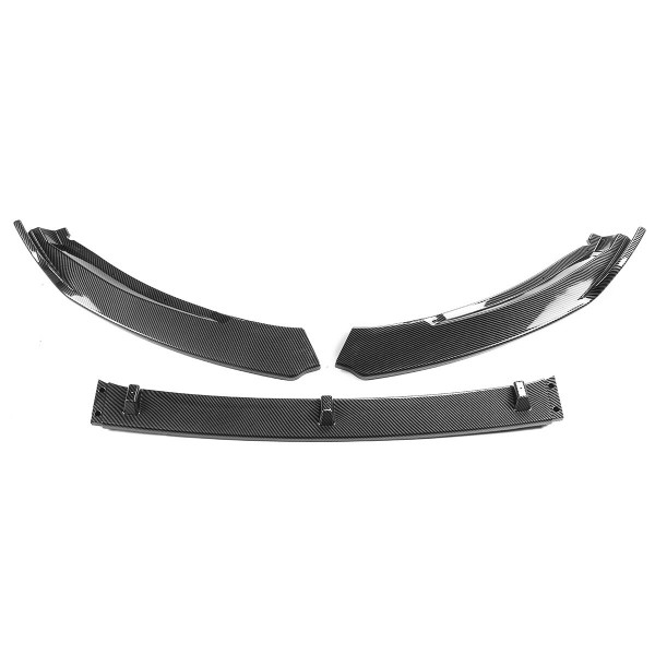 Carbon Fiber Look Front Bumper Lip Spoiler Cover Trim 3PCS For Skoda Octavia 2015-2019