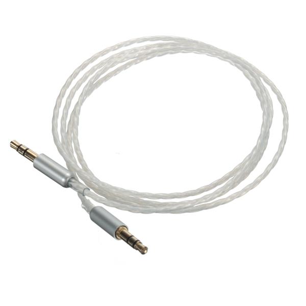 Car AUX Stereo Male to Male Audio Upgrade PTFE Teflon Silver Plated Cable 3 Pole 3.5mm 1M