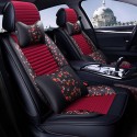 Leather Car Front and Back Seat Cover Cushion Protector with Pillow Universal for Five Seats Car