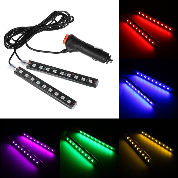 Car Interior 5050SMD 9LED Decorative Light Atmosphere Lamp Bar One For Two 180 Degrees Wide-angle Lighting DC 12V