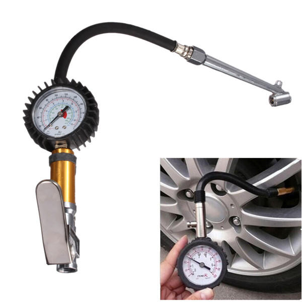 Auto Motorcycle Tire Tyre Inflating Tool Pressure Dial Gauge 220 PSI