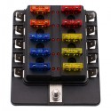 CS-579B3 10 Way Blade Fuse Box Holder with LED Warning Light for Car Marine Trike 12V 24V