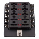 CS-579B3 10 Way Blade Fuse Box Holder with LED Warning Light for Car Marine Trike 12V 24V