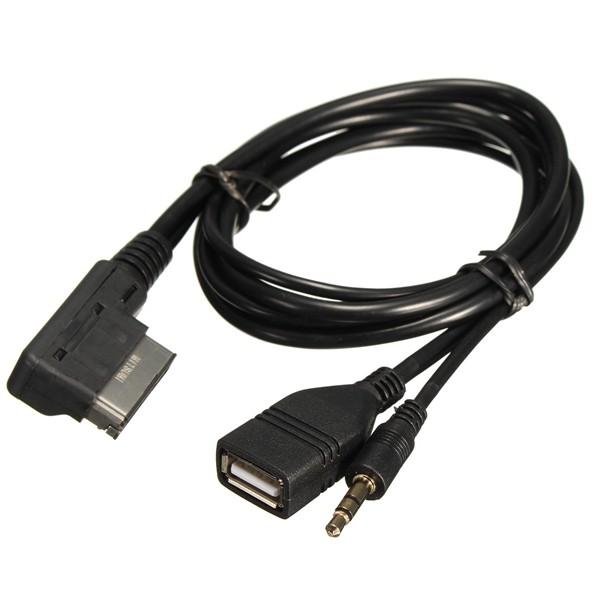 Car MDI Music USB Charger 3.5mm Jack AUX Audio Cable For Audi A3 A5 S5