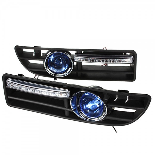 Pair Front Fog Light LED DRL Daytime Running Lights with Grill For VW Golf Jetta Bora Mk4 1999-2004