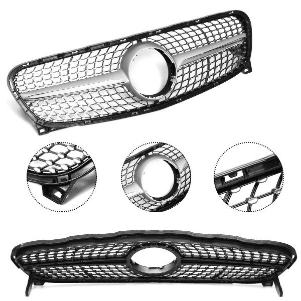 Diamond Grille ABS Silver For Mercedes Benz GLA X156 GLA180 GLA200 GLA250 2014-2016