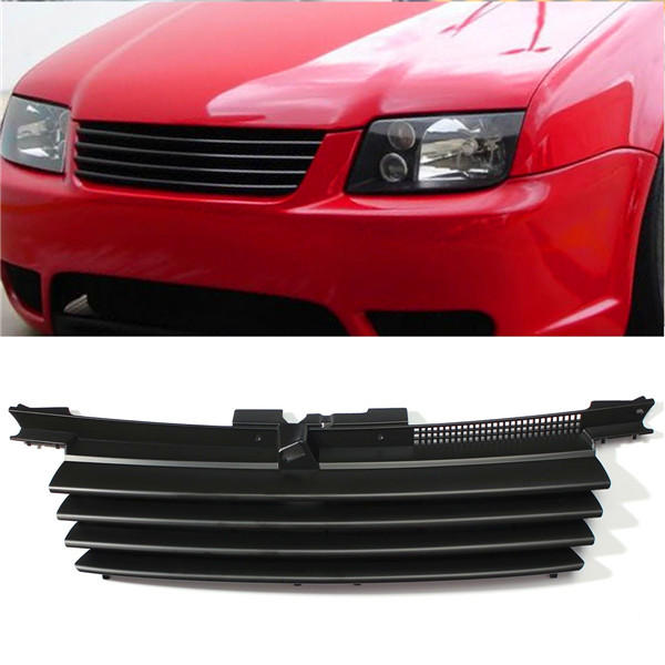 Matte Black Front Hood Grille Badgeless Grill For VW Jetta Bora MK4 1999-2004