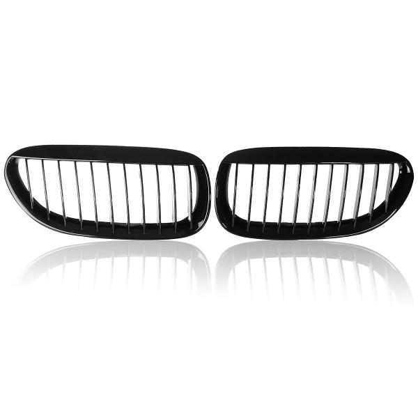 One Pair Car Gloss Black Front Grilles R&L For BMW E63/E64 2005-2010 M6 650Ci 645Ci