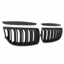 One Pair Car Matt Black Front Kidney Double Slat Grille Set For BMW E90 E91 2005-2008