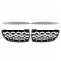 Pair Chrome Front Kidney Grilles Upper Hood Eyelids Diamond Meteor Style For BMW 3-Series E90 E91 2005-2008