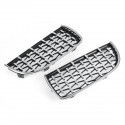 Pair Chrome Front Kidney Grilles Upper Hood Eyelids Diamond Meteor Style For BMW 3-Series E90 E91 2005-2008