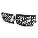 Pair Chrome Front Kidney Grilles Upper Hood Eyelids Diamond Meteor Style For BMW 3-Series E90 E91 2005-2008