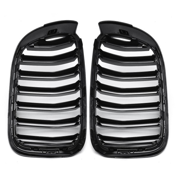 Pair Matte Black Double Line Front Kidney Grille For BMW F25 F26 X3 X4 2014-2018