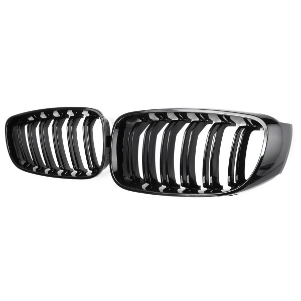 Pair Shiny Black Front Grille For BMW F34 335i GT 328i GTxDrive 2014-16