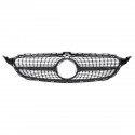 Silver Front Diamond Grill Grille With Camera For Benz W205 C Class C250 C300 C400 C43 AMG 2019+