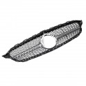 Silver Front Diamond Grill Grille With Camera For Benz W205 C Class C250 C300 C400 C43 AMG 2019+