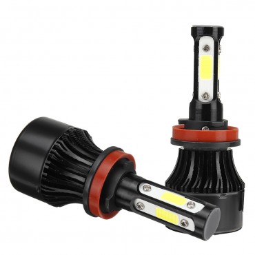 4-Side COB LED Car Headlights 9005/9006/H11 Hi-Low Beam Fog Light Bulb 6000K 120W 2Pcs