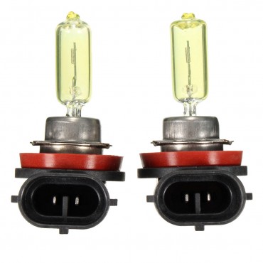 Pair H11 Xenon Halogen HID Brightness Class Lights Bulbs Golden Yellow 1200LM