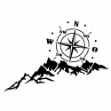 2PCS Car Body Hood Sticker Decal Compass W/ Mountains For Camper Van Motorhome Car