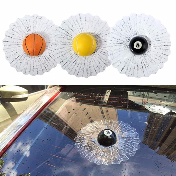 3D Ball Hits Car Stickers Broken Window Baseball Sticker Decals Crack