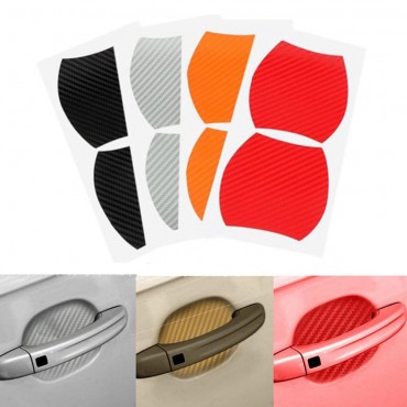 4Pcs Universal Carbon Fiber Car Side Door Handle Guard Stickers Scratch Paint Protective Films