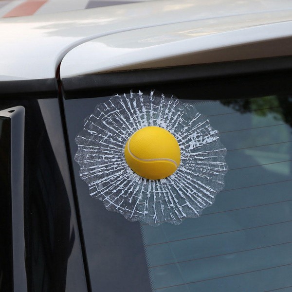 Creative Waterproof PVC 3D Car Window Stickers Tennis Ball Hits Car Body Decal