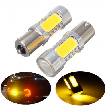 2Pcs 1156 BAU15S PY21W 7.5W LED COB Car Turn Signal Backup Lights Bulb Lamp Amber 12V