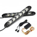 2X Flowing LED Lights Flexible DRL Turn Signal Lamp Strip Switchback White/Amber