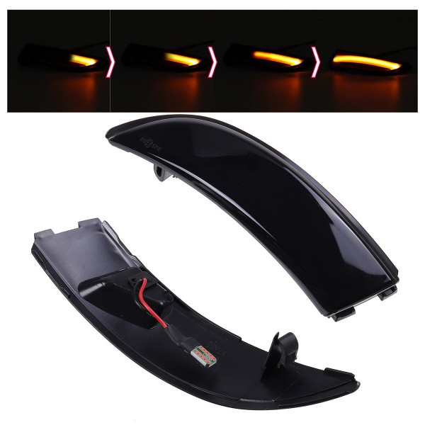 LED Dynamic Side Door Wing Mirror Indicator Lights Turn Lamps Smoked Black for Ford Fiesta B-Max 2008-2017