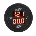 12V 24V AUX Main LED Digital Dual Voltmeter Voltage Gauge Battery Monitor Panel