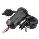 12V-24V Motorcycle Socket Plug Adapter Handlebar Mount For 22mm-30mm Handlebar