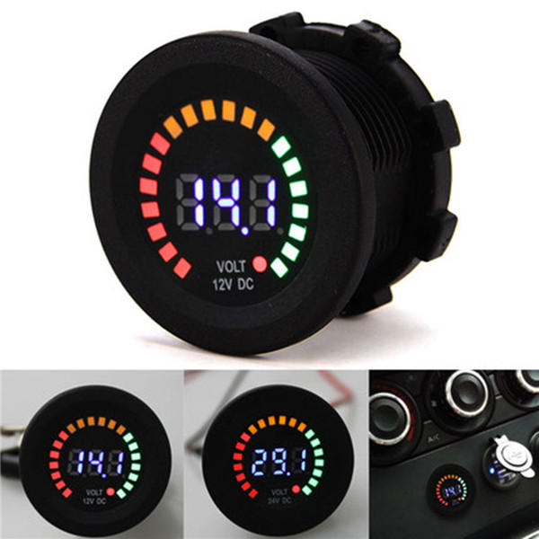 12V Vehicle Colorful Screen Volt Meterr Waterproof Digital Warning Instrument