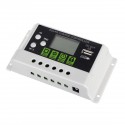 20A 12V/24V LCD Display PWM Solar Panel Charging Controller Li-ion & Lead Acid Battery Compatible USB DC Backlight Display