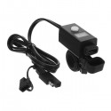 Motorcycle Dual USB Charger LED Digital Display SAE To USB 2.1A 5V Cable Waterproof