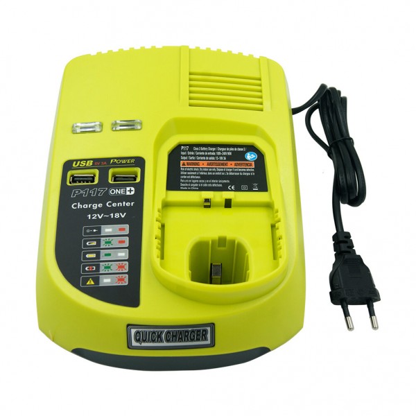 P117 Rechargeable Battery Charger AC100-260V Li-ion Nicd Nimh For Ryobi Battery P103 P105 P107 P118 USB Ports