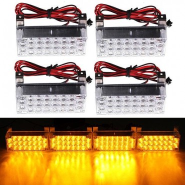 12V 22x4 LED Flash Amber Emergency Light Warning Strobe Auto Lamp