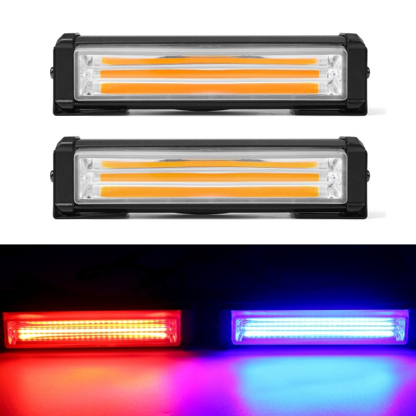 2PCS 13modes Car COB LED Amber Strobe Recover Flashing Lights Beacon Lamp