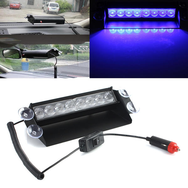 Blue 8 LED Emergency Strobe Light Car Cigarette Break Light